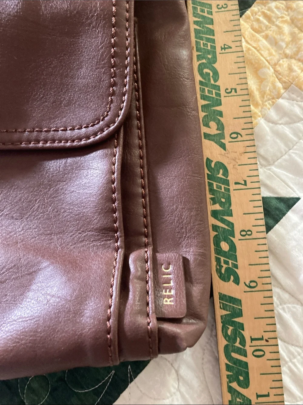 Relic brown vegan leather cross body shoulder purse flap front pocket, zipper